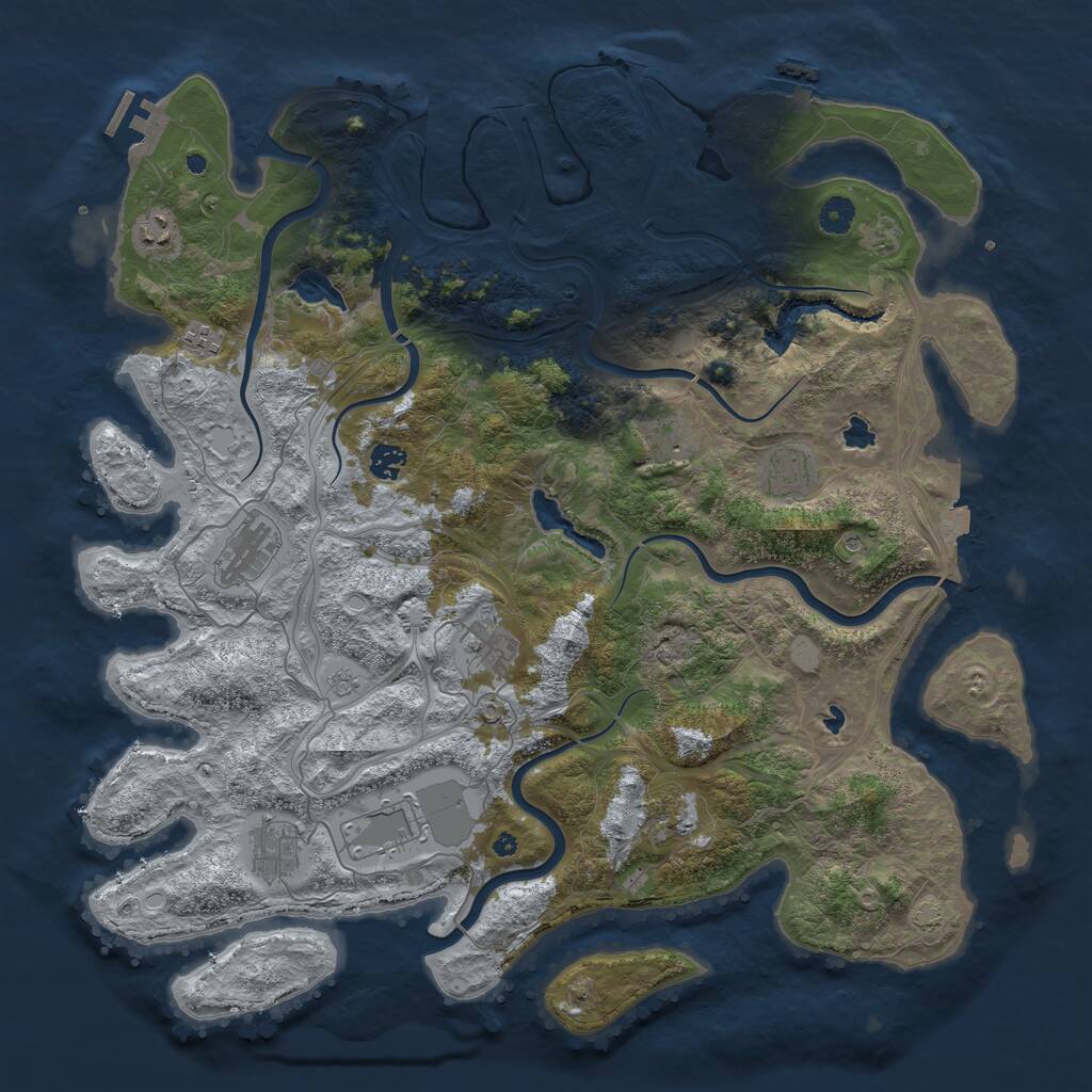 Rust Map: Procedural Map, Size: 4500, Seed: 4378273, 16 Monuments
