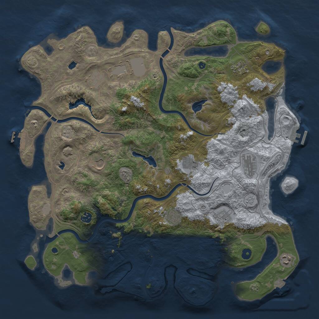 Rust Map: Procedural Map, Size: 4500, Seed: 5560701, 17 Monuments