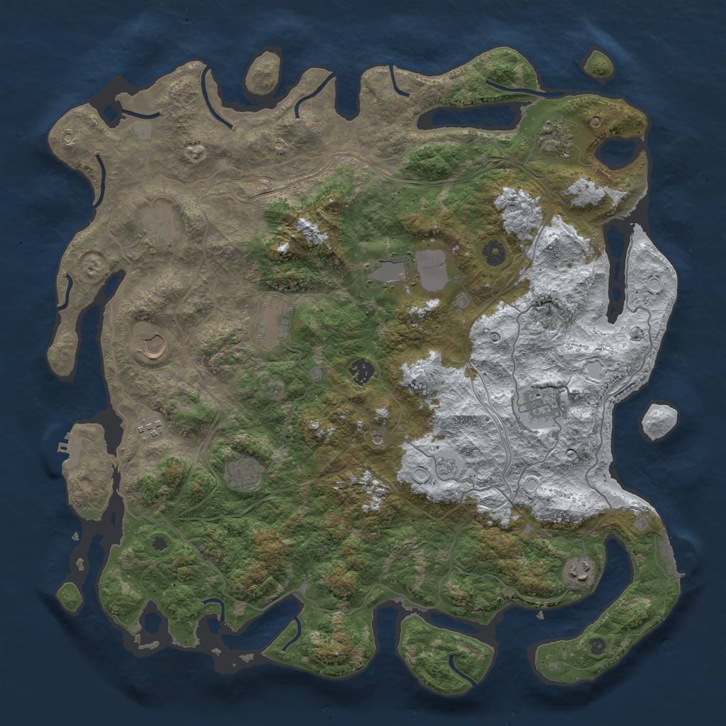 Rust Map: Procedural Map, Size: 4500, Seed: 5560701, 19 Monuments