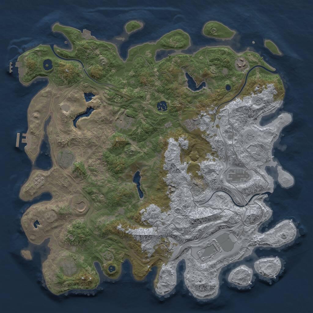 Rust Map: Procedural Map, Size: 4500, Seed: 4793358, 17 Monuments