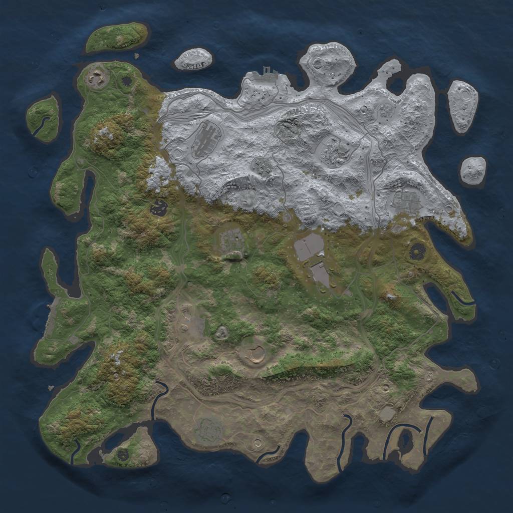 Rust Map: Procedural Map, Size: 4500, Seed: 5688552, 20 Monuments