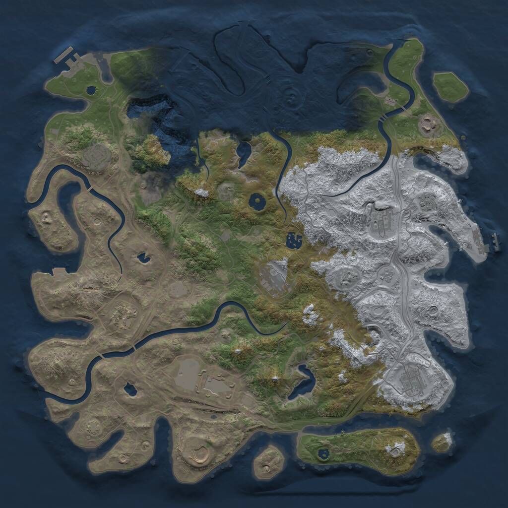 Rust Map: Procedural Map, Size: 4500, Seed: 2142043, 17 Monuments