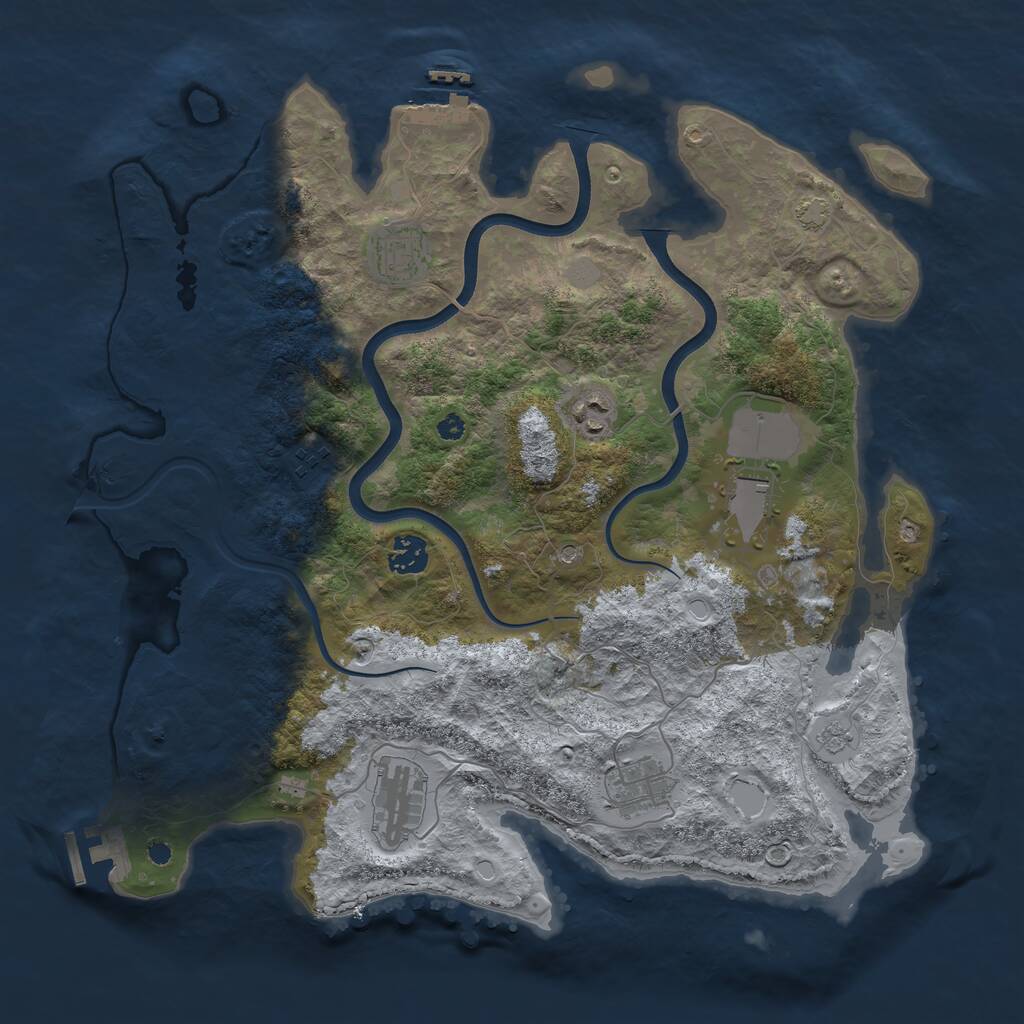 Rust Map: Procedural Map, Size: 3800, Seed: 744208486, 13 Monuments