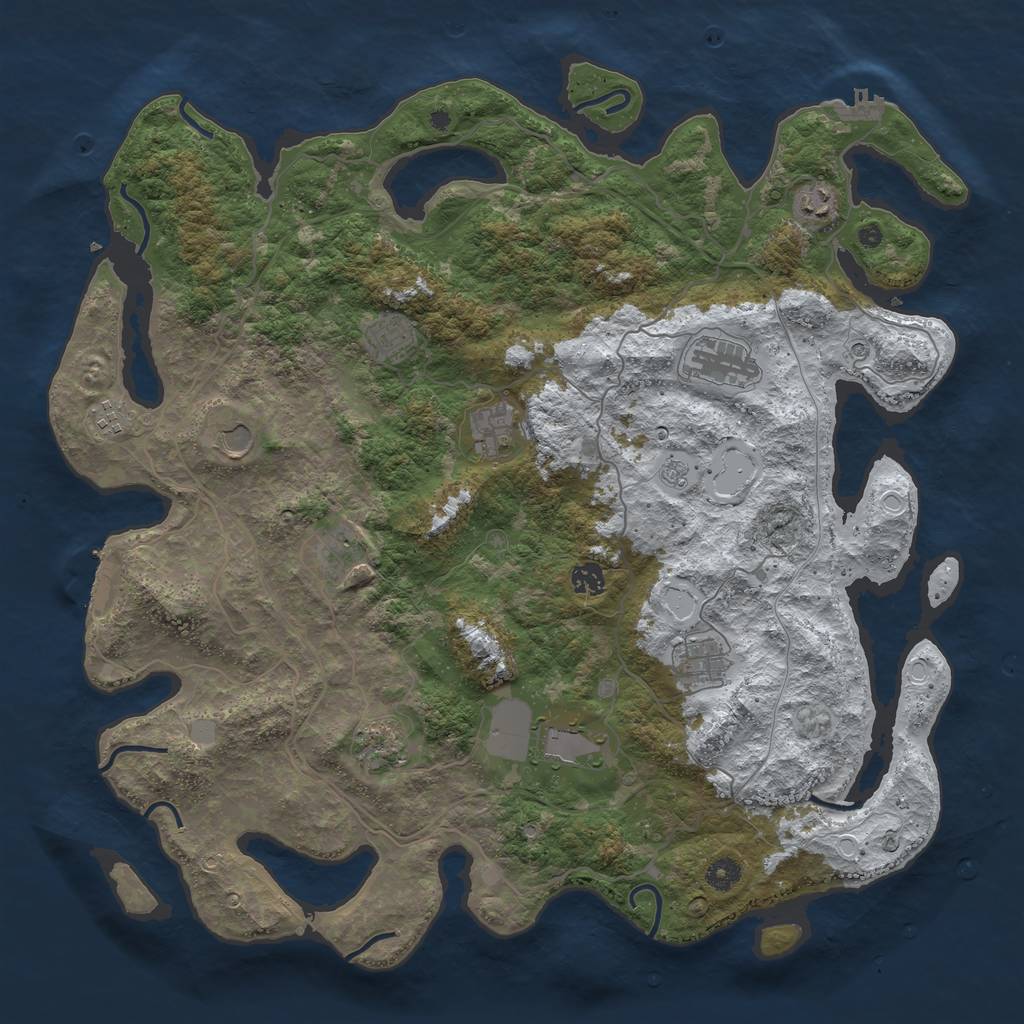 Rust Map: Procedural Map, Size: 4500, Seed: 2638841, 20 Monuments