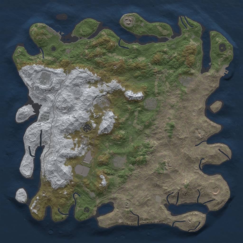 Rust Map: Procedural Map, Size: 4500, Seed: 1282247, 20 Monuments