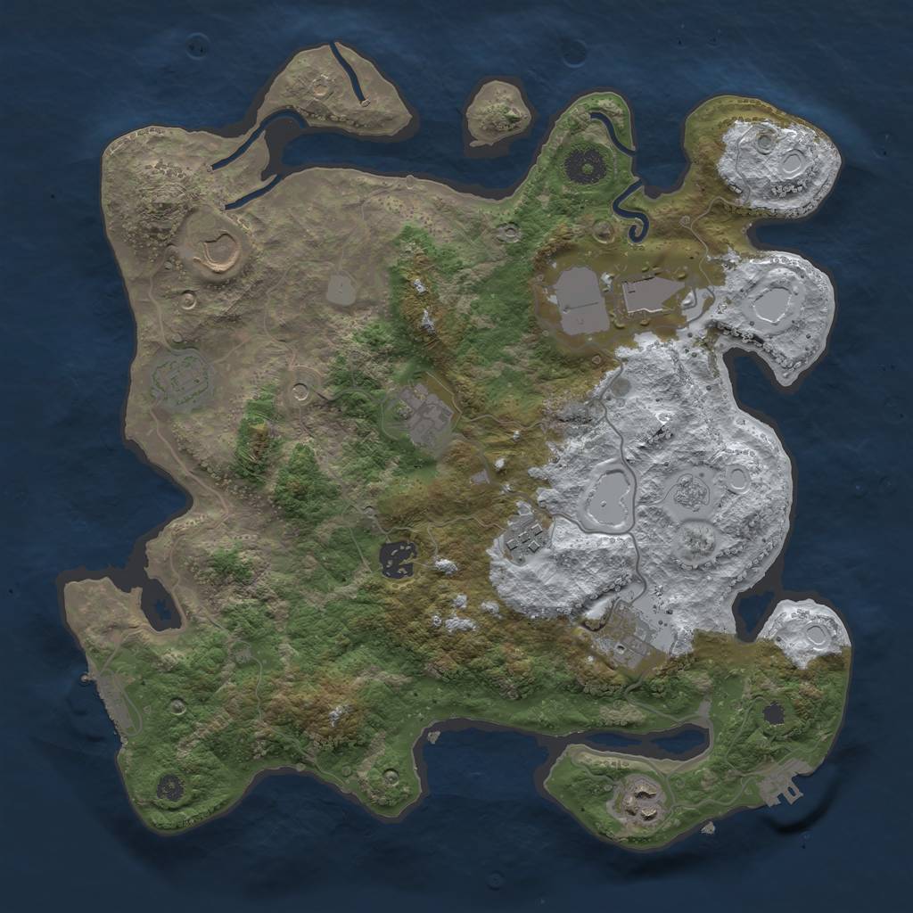 Rust Map: Procedural Map, Size: 3500, Seed: 345009, 17 Monuments