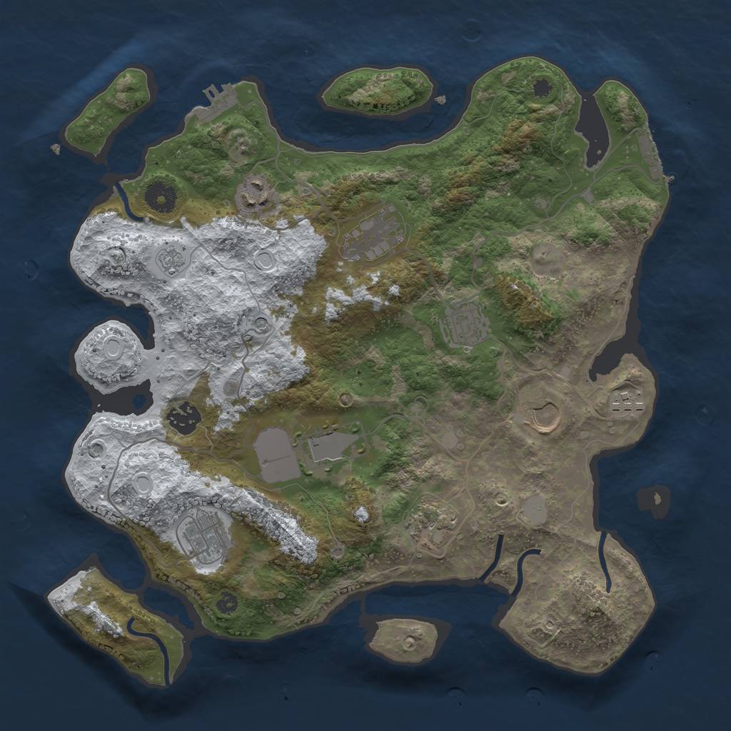 Rust Map: Procedural Map, Size: 3500, Seed: 563066309, 18 Monuments