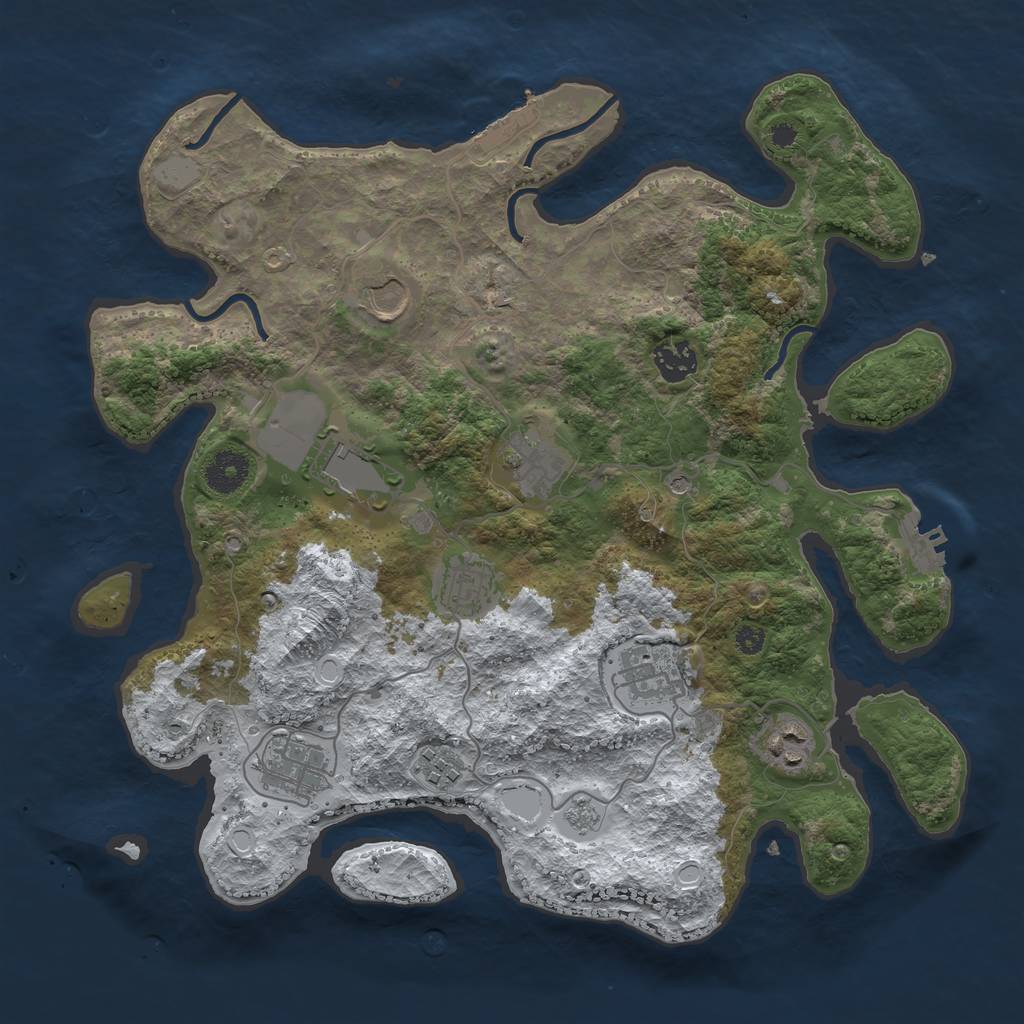 Rust Map: Procedural Map, Size: 3600, Seed: 158, 18 Monuments