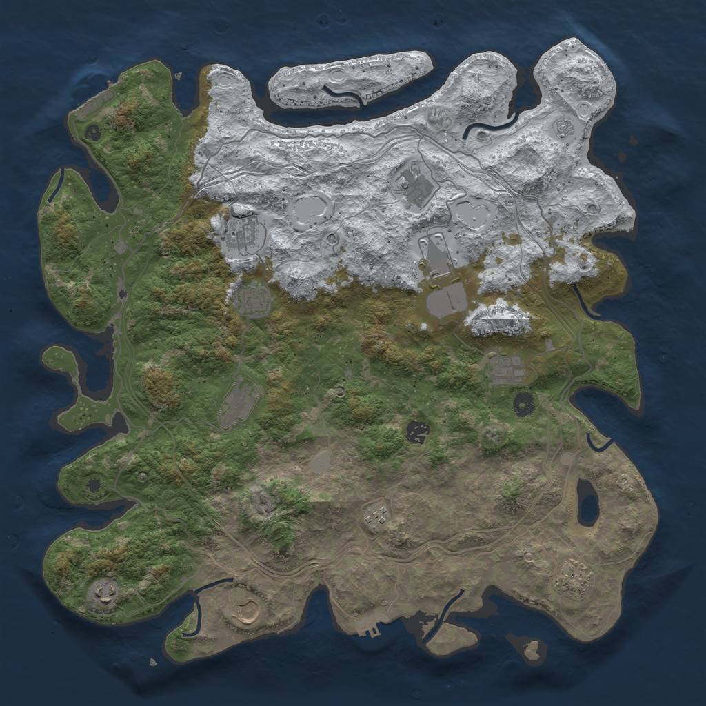 Rust Map: Procedural Map, Size: 4500, Seed: 2148184, 20 Monuments