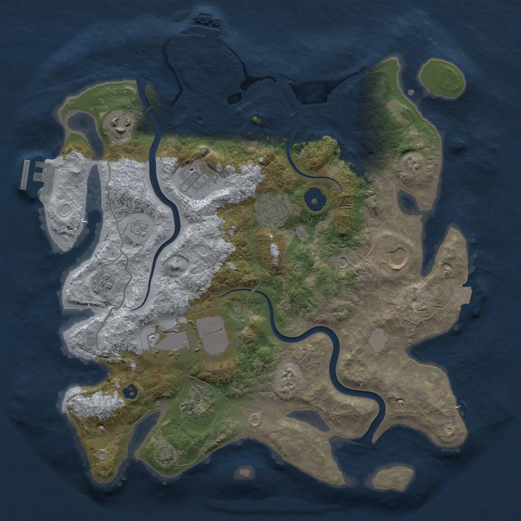 Rust Map: Procedural Map, Size: 3500, Seed: 3458, 13 Monuments