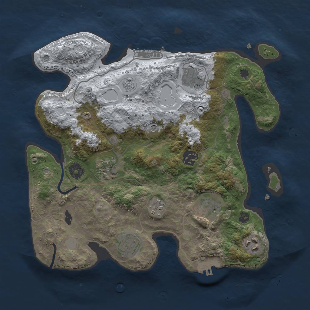 Rust Map: Procedural Map, Size: 3000, Seed: 1021833450, 16 Monuments