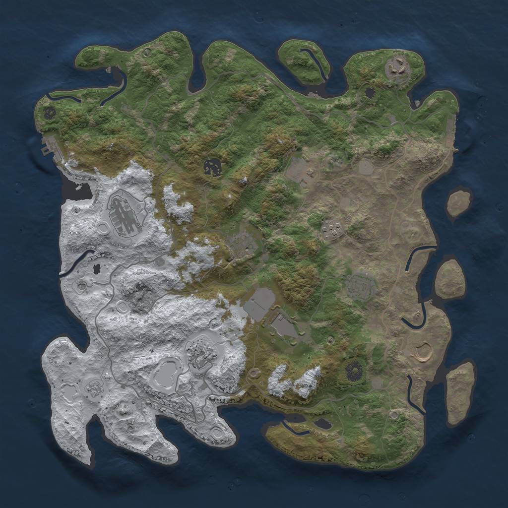 Rust Map: Procedural Map, Size: 4000, Seed: 80701, 19 Monuments