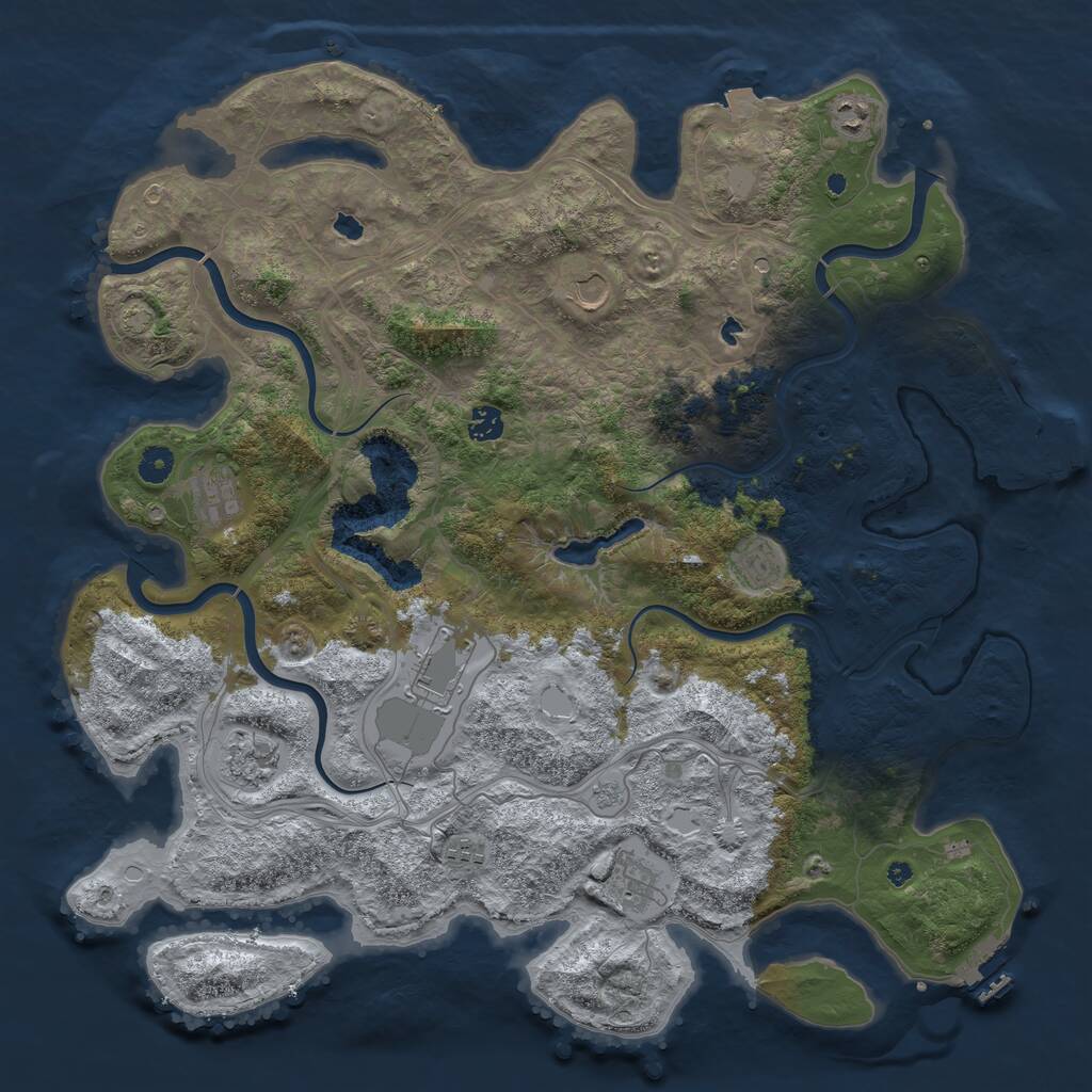 Rust Map: Procedural Map, Size: 4500, Seed: 4414820, 15 Monuments