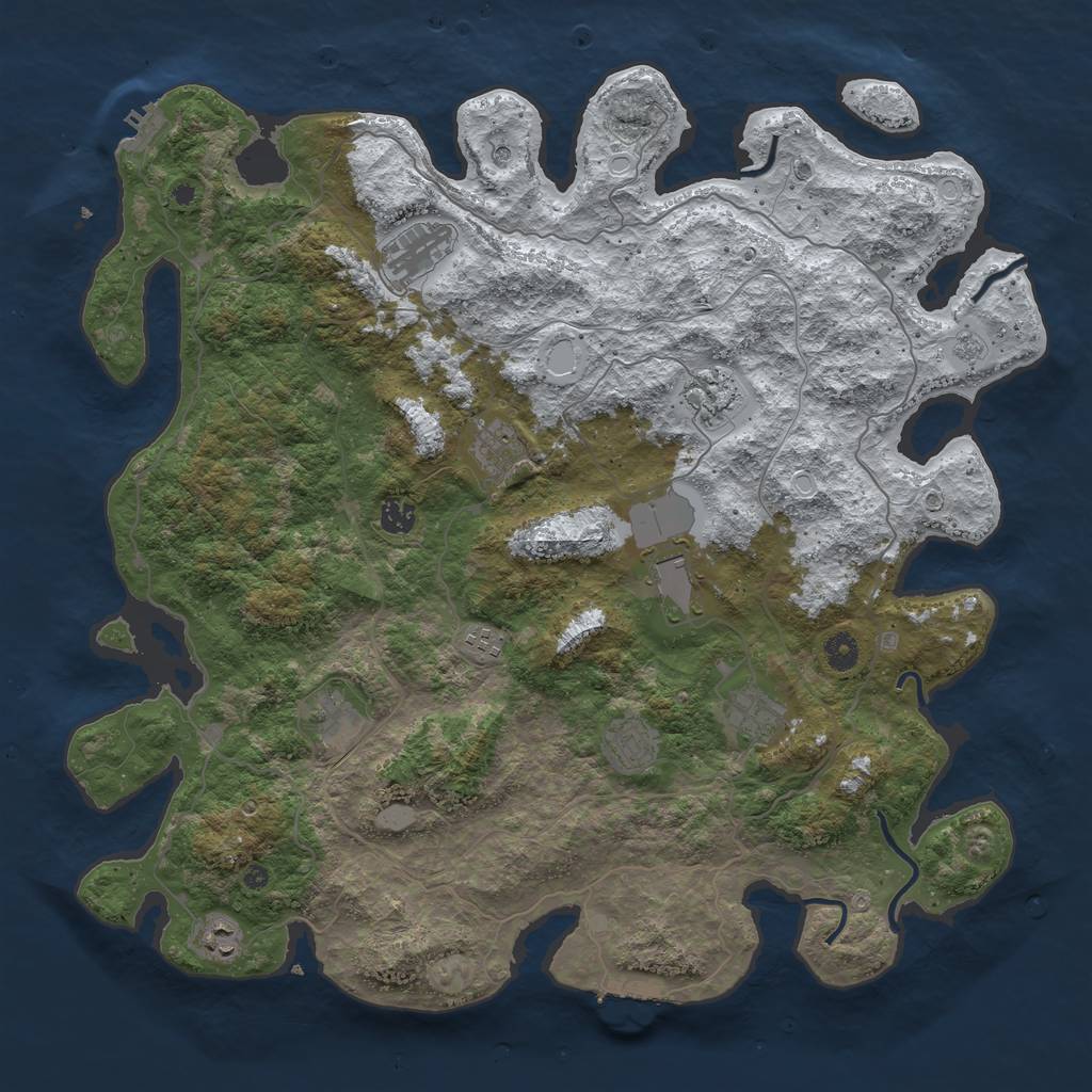 Rust Map: Procedural Map, Size: 4500, Seed: 2118375, 19 Monuments
