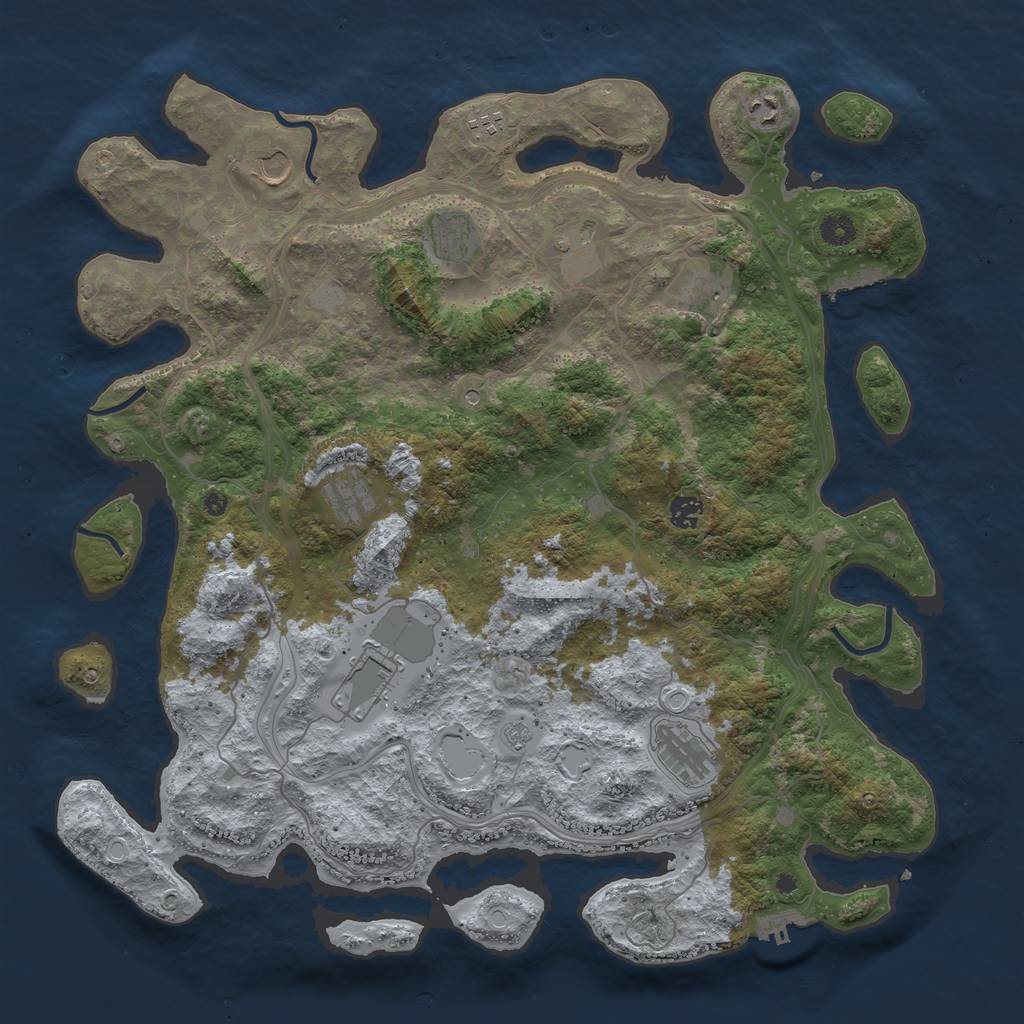 Rust Map: Procedural Map, Size: 4500, Seed: 1027170, 19 Monuments