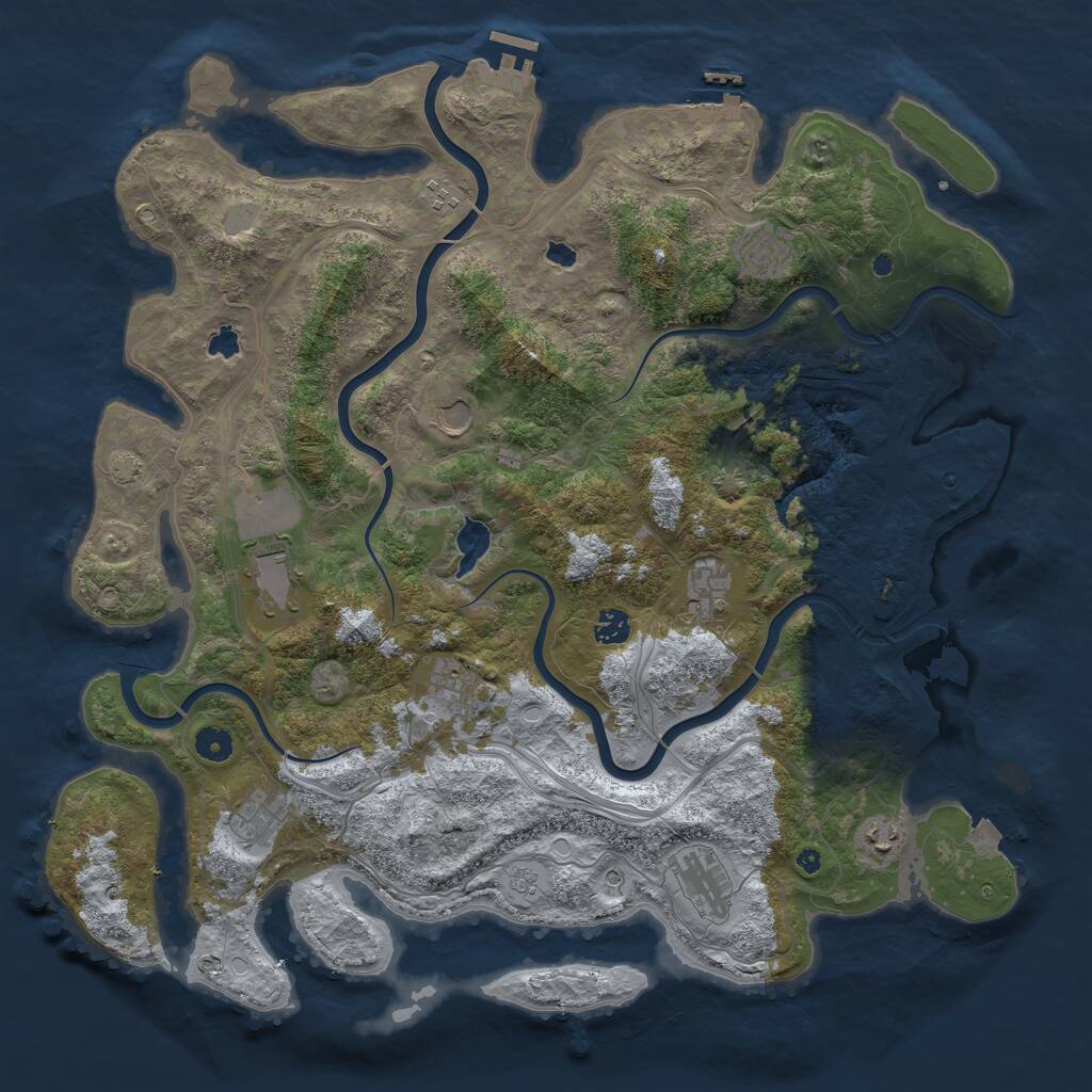 Rust Map: Procedural Map, Size: 4500, Seed: 571173, 16 Monuments
