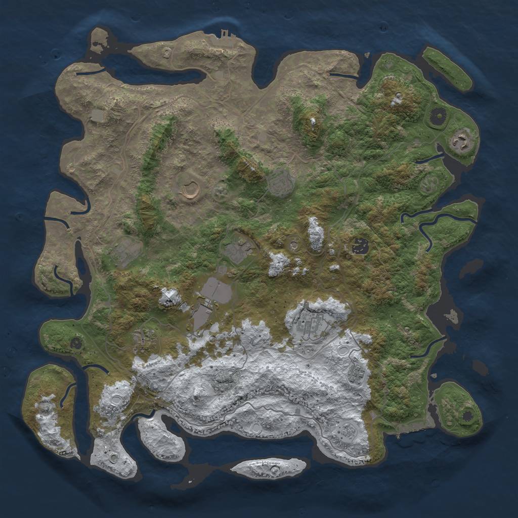 Rust Map: Procedural Map, Size: 4500, Seed: 571173, 19 Monuments
