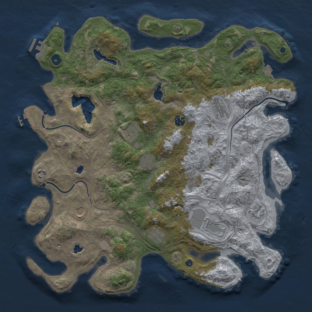 Rust Map: Procedural Map, Size: 4500, Seed: 4423864, 17 Monuments