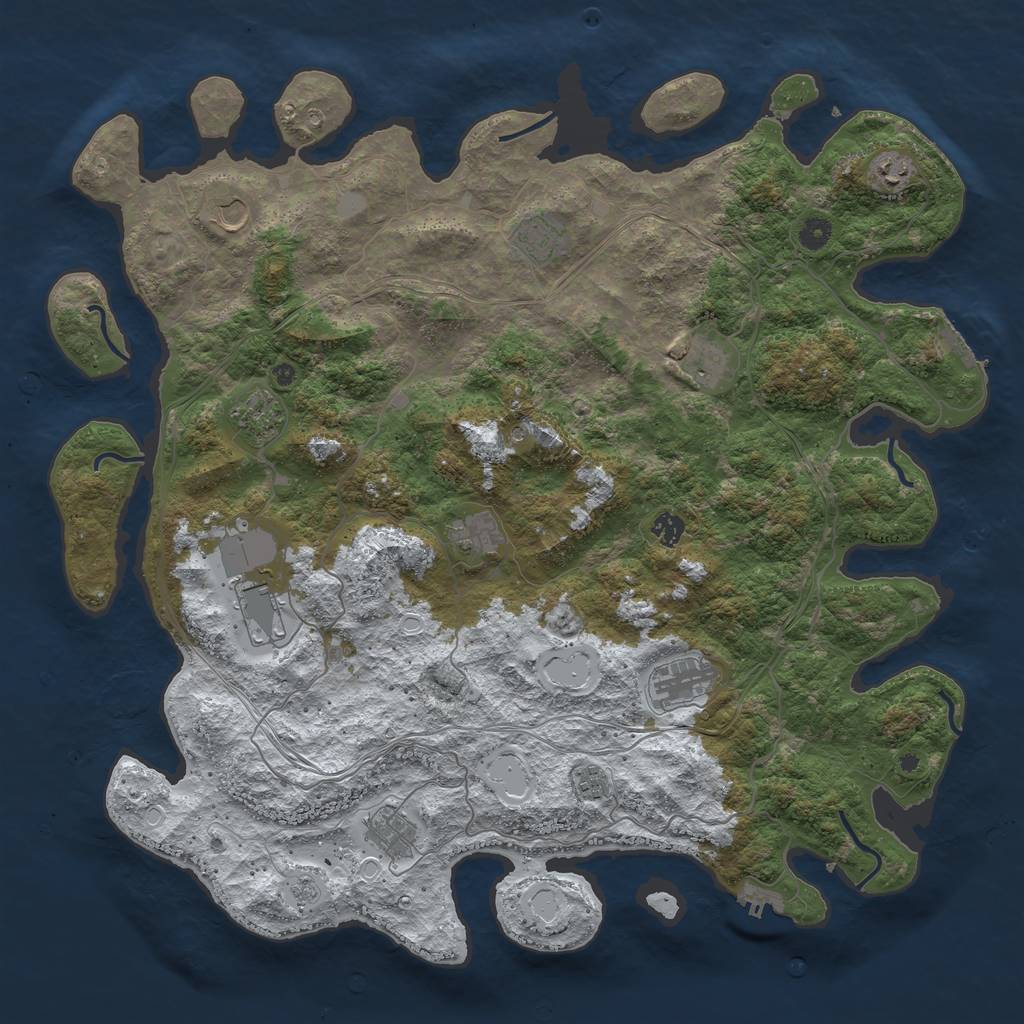 Rust Map: Procedural Map, Size: 4750, Seed: 6738, 20 Monuments