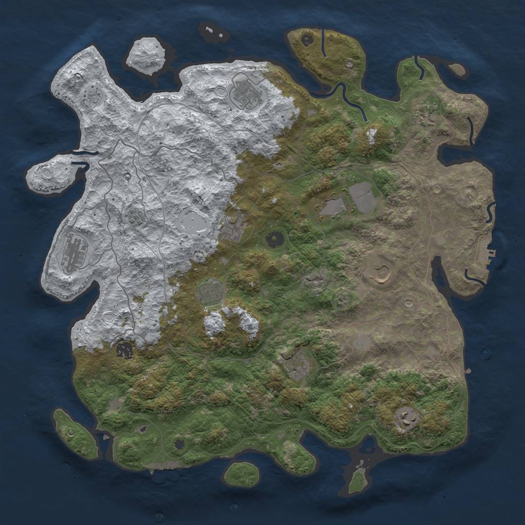 Rust Map: Procedural Map, Size: 4500, Seed: 3887715, 20 Monuments