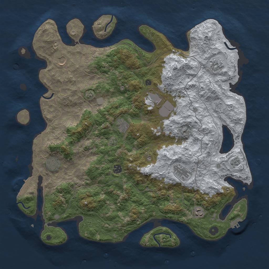 Rust Map: Procedural Map, Size: 4500, Seed: 1939767149, 18 Monuments