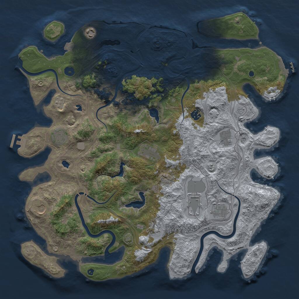 Rust Map: Procedural Map, Size: 4500, Seed: 1454921, 16 Monuments