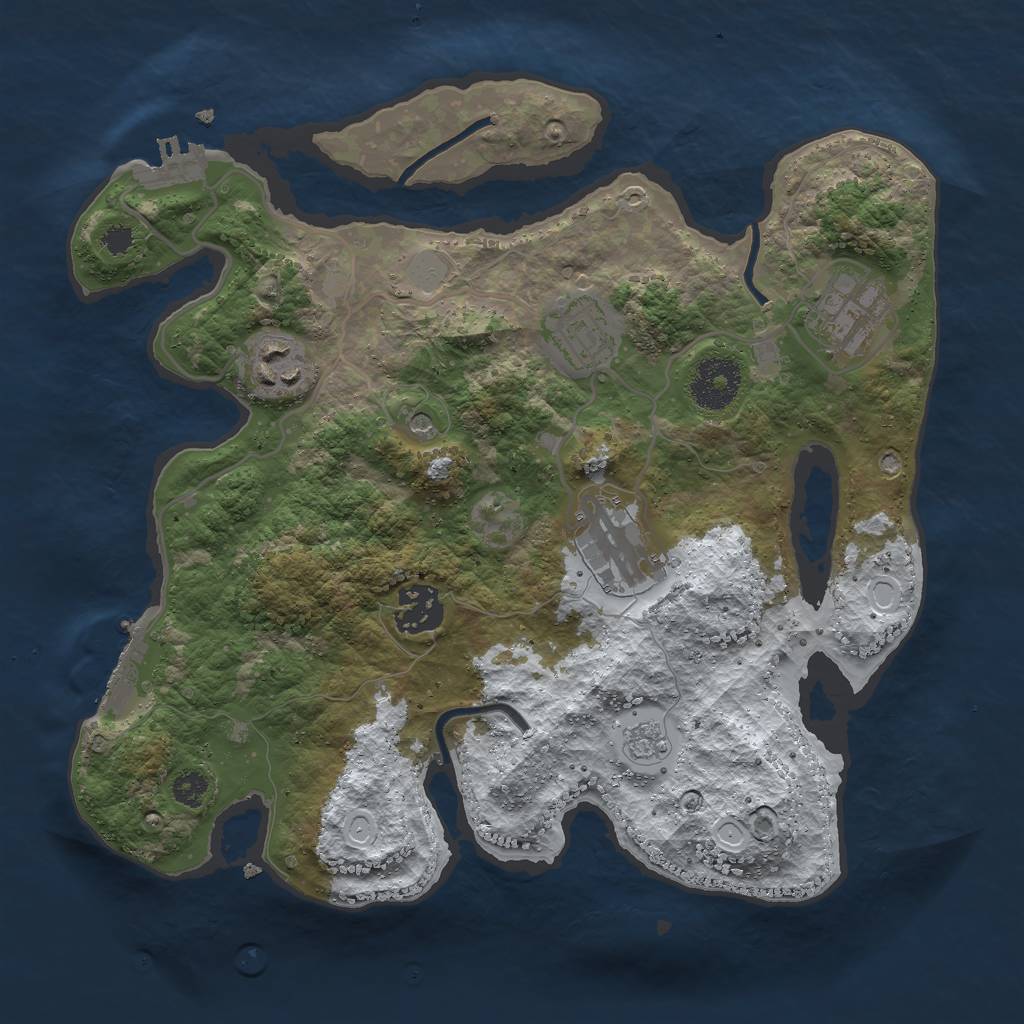 Rust Map: Procedural Map, Size: 3000, Seed: 1036165444, 14 Monuments