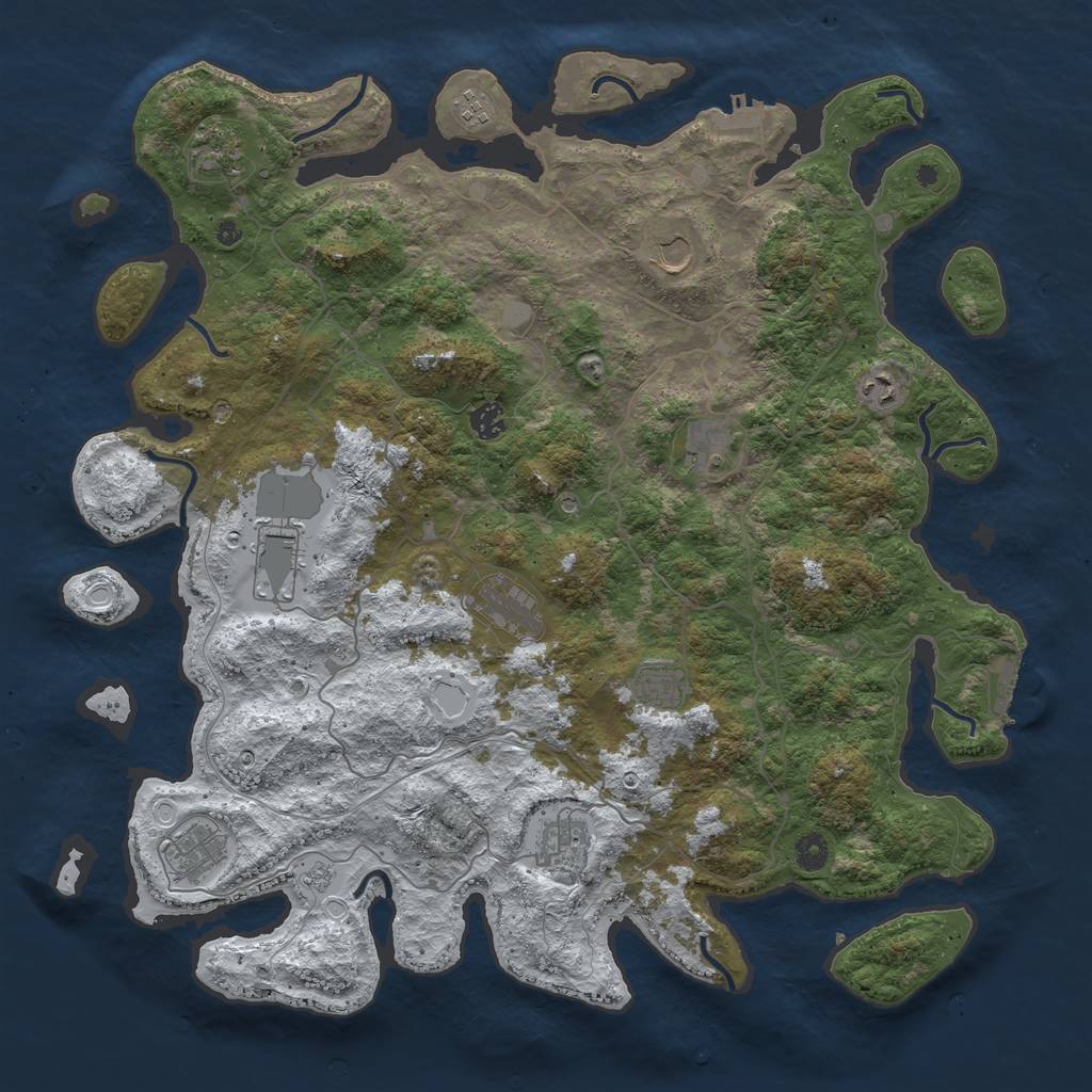 Rust Map: Procedural Map, Size: 4500, Seed: 37210, 20 Monuments