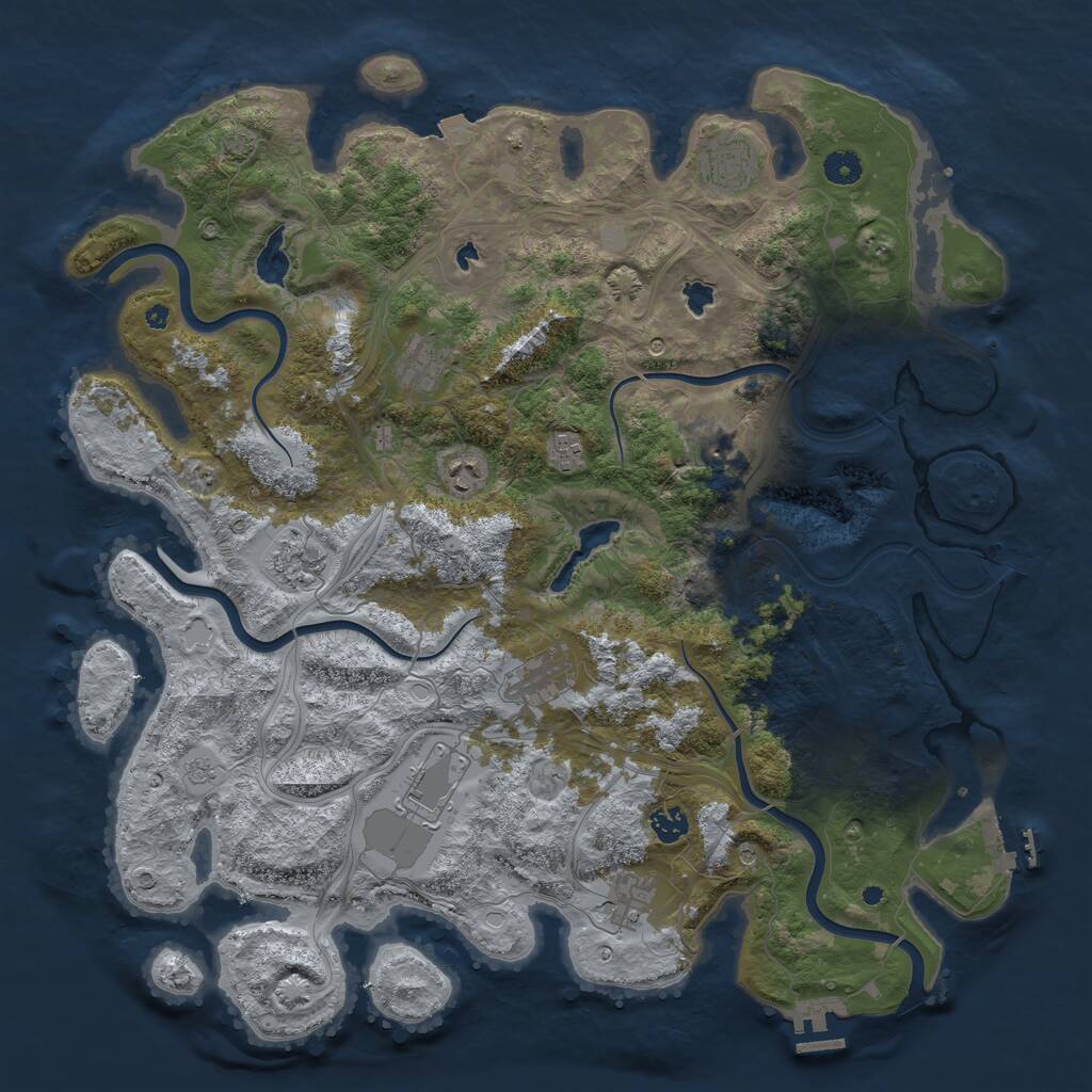 Rust Map: Procedural Map, Size: 4500, Seed: 4169574, 16 Monuments