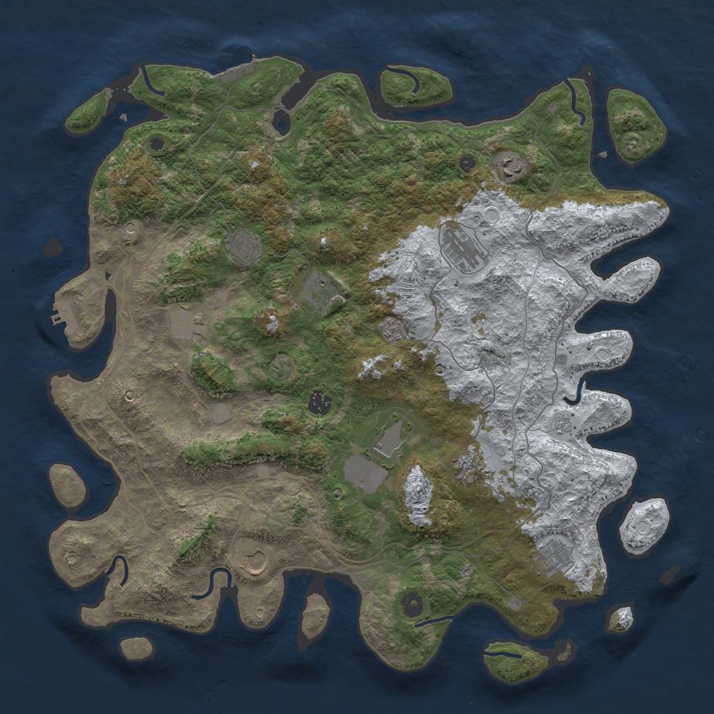Rust Map: Procedural Map, Size: 4500, Seed: 2061957, 20 Monuments