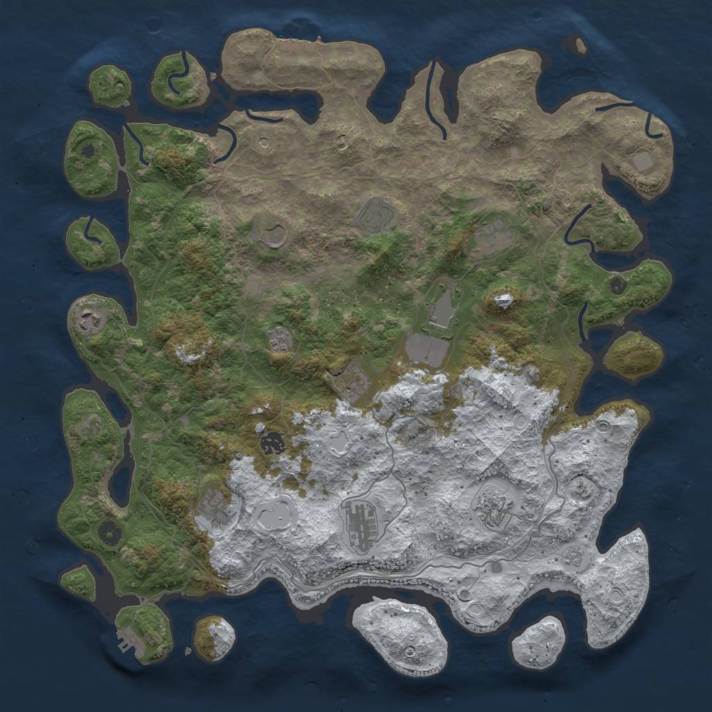 Rust Map: Procedural Map, Size: 4500, Seed: 3500826, 20 Monuments