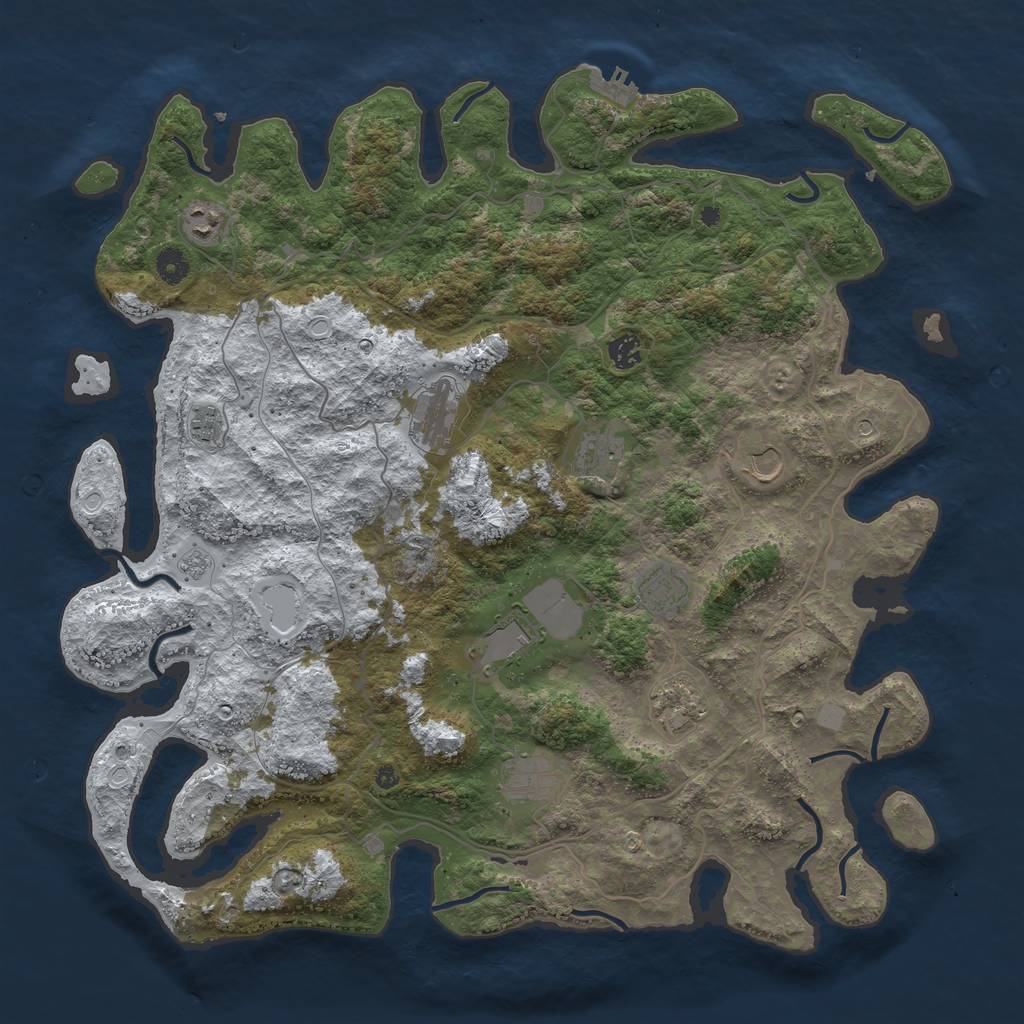 Rust Map: Procedural Map, Size: 4500, Seed: 1131948447, 18 Monuments