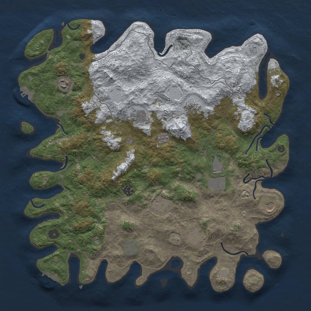 Rust Map: Procedural Map, Size: 4500, Seed: 3075406, 19 Monuments