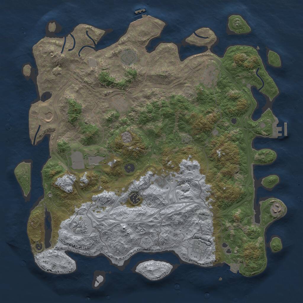 Rust Map: Procedural Map, Size: 4500, Seed: 1317552756, 17 Monuments
