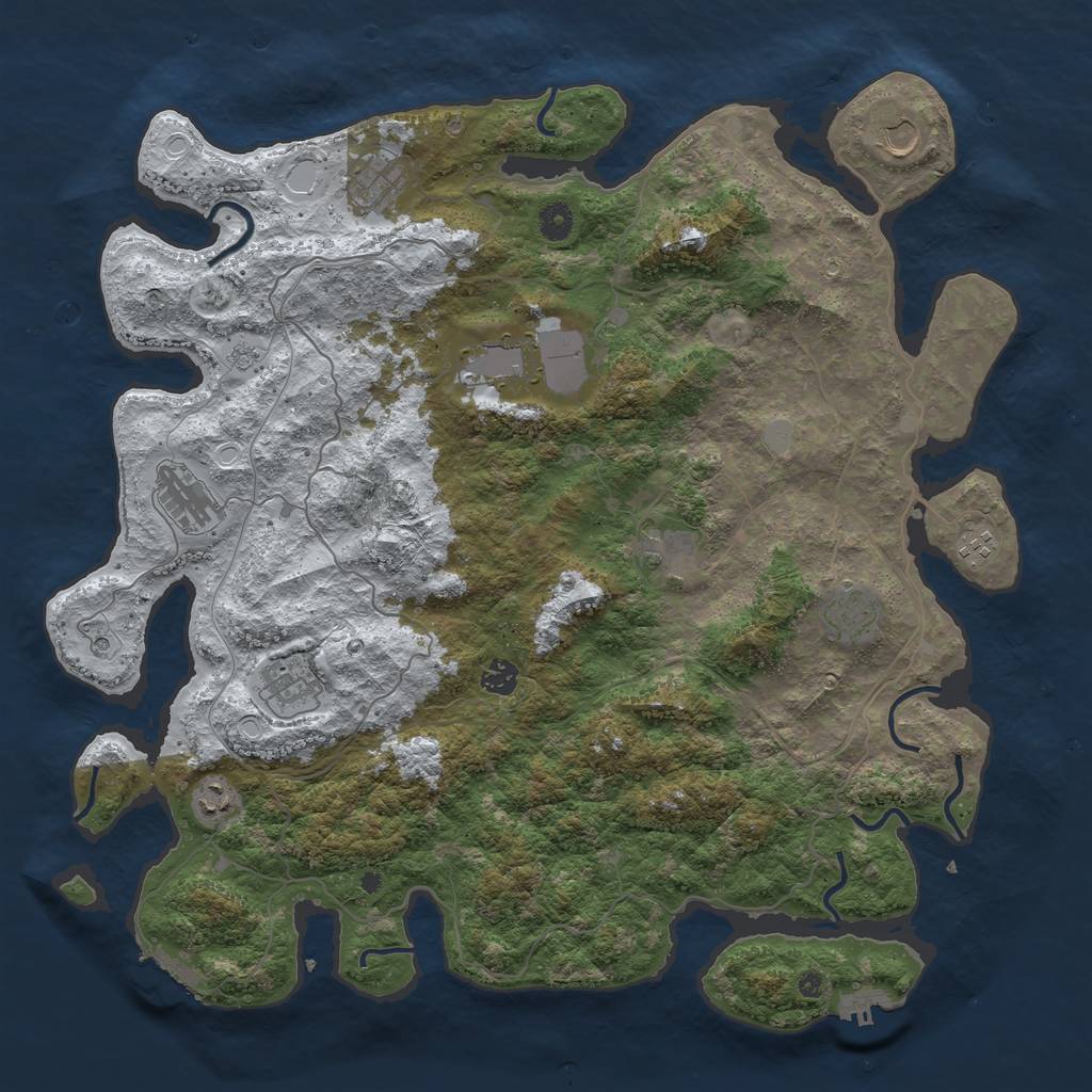 Rust Map: Procedural Map, Size: 4500, Seed: 3439396, 19 Monuments