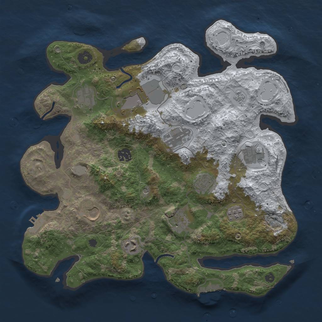 Rust Map: Procedural Map, Size: 3500, Seed: 56234, 19 Monuments