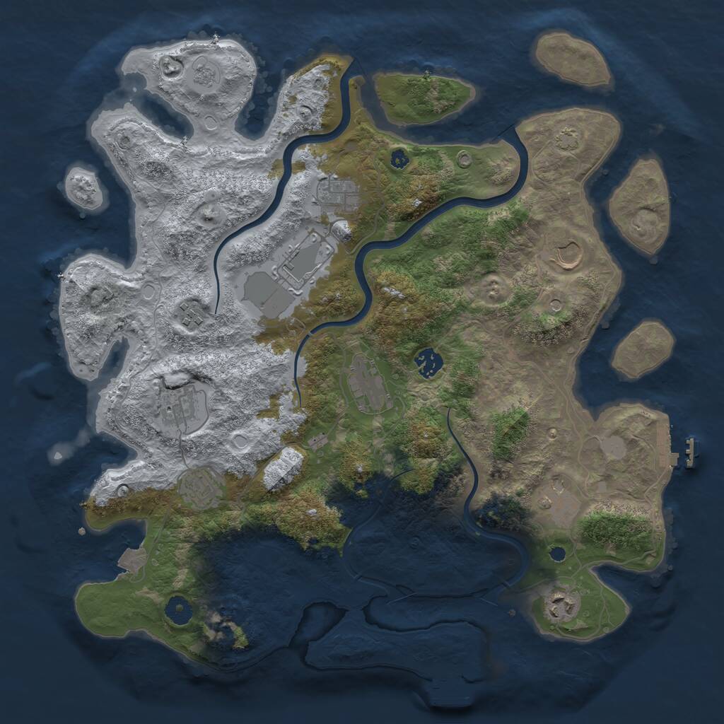 Rust Map: Procedural Map, Size: 3950, Seed: 474412118, 16 Monuments