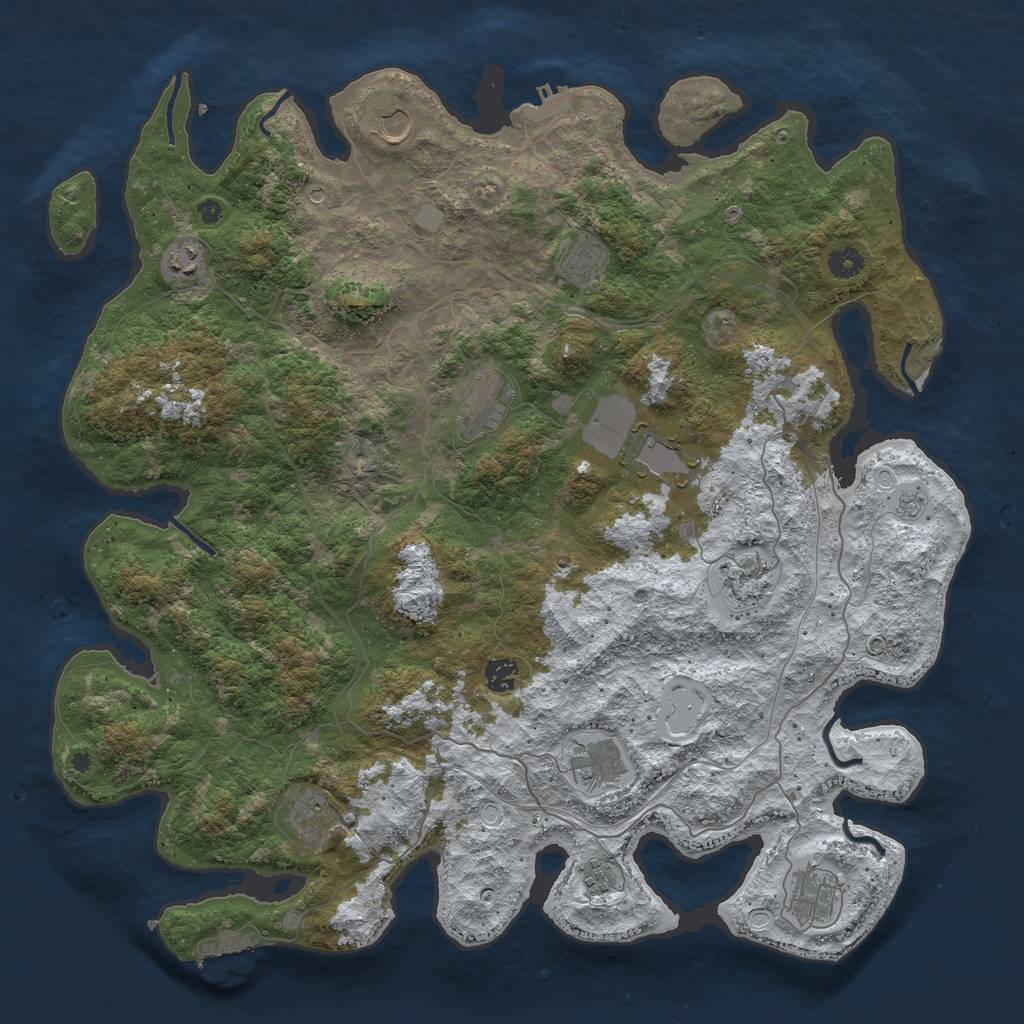 Rust Map: Procedural Map, Size: 4500, Seed: 2720803, 20 Monuments