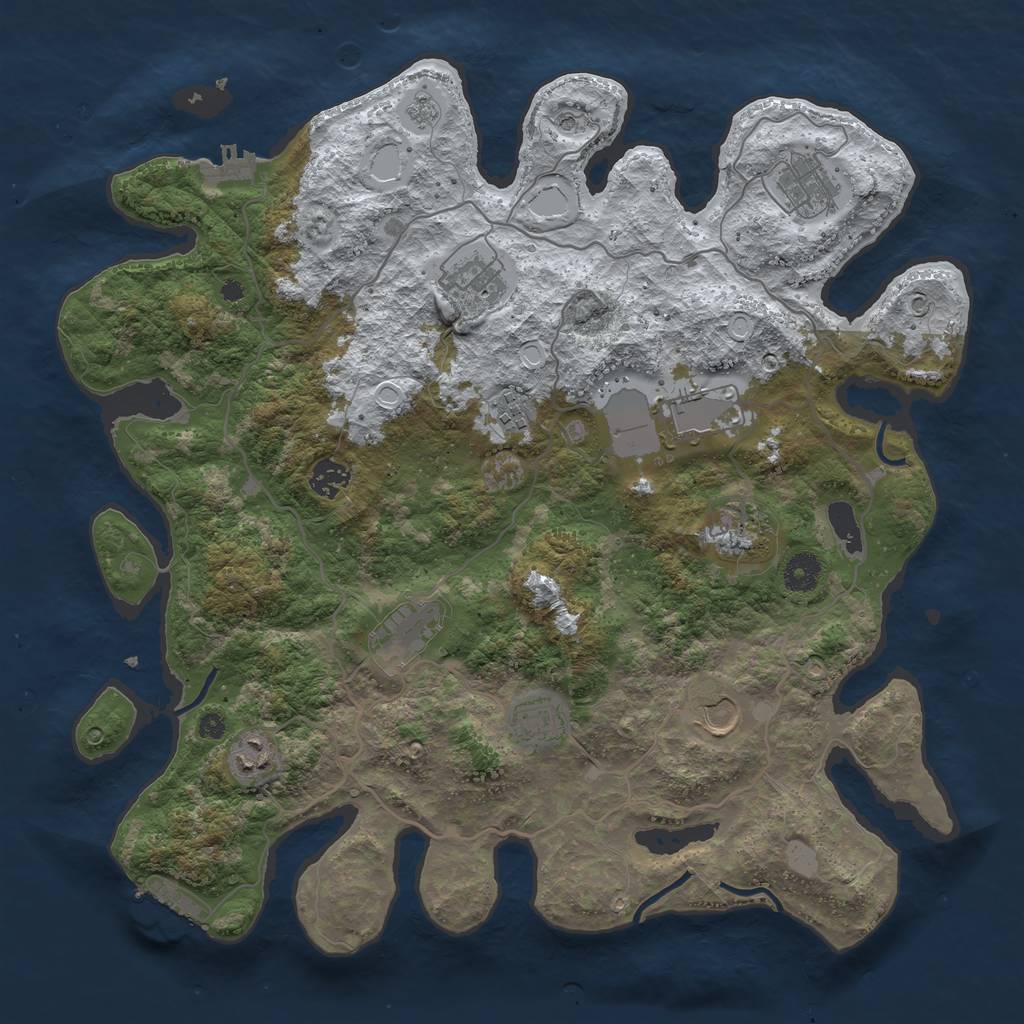 Rust Map: Procedural Map, Size: 4000, Seed: 25458, 19 Monuments