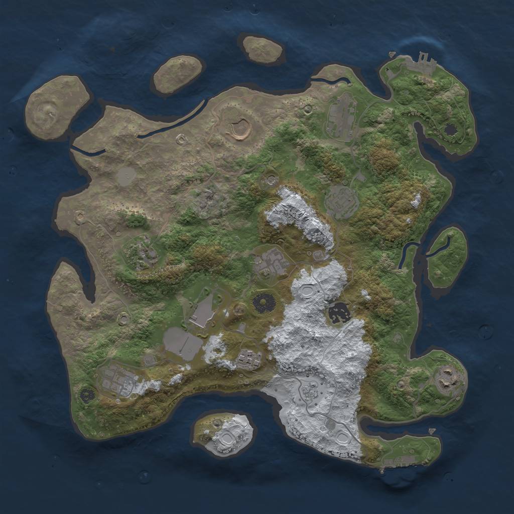 Rust Map: Procedural Map, Size: 3600, Seed: 1879008140, 19 Monuments