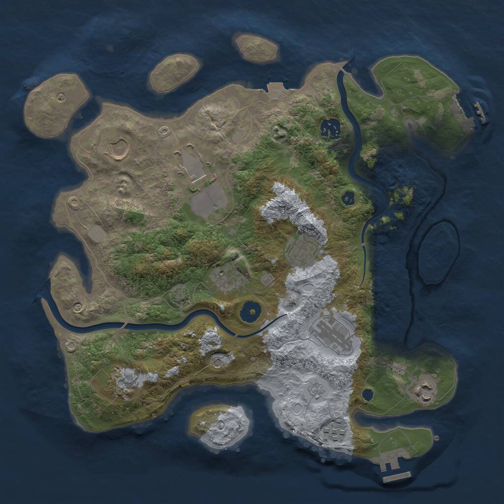 Rust Map: Procedural Map, Size: 3600, Seed: 1879008140, 15 Monuments