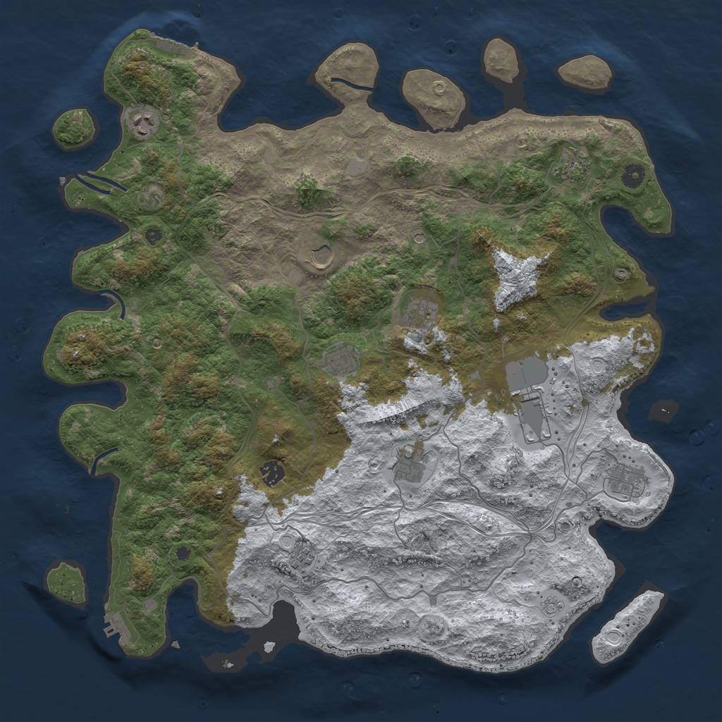 Rust Map: Procedural Map, Size: 4500, Seed: 4131351, 19 Monuments