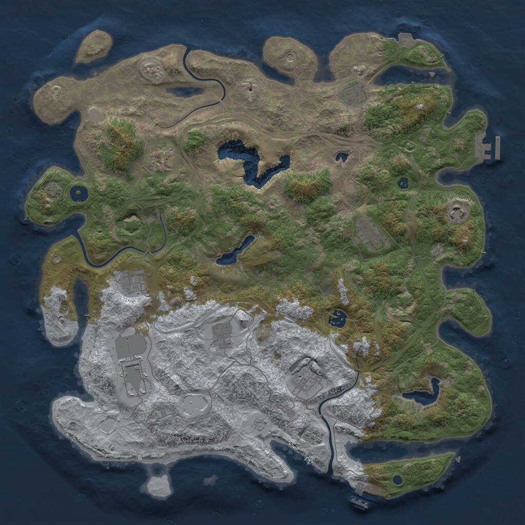 Rust Map: Procedural Map, Size: 4500, Seed: 805961, 16 Monuments