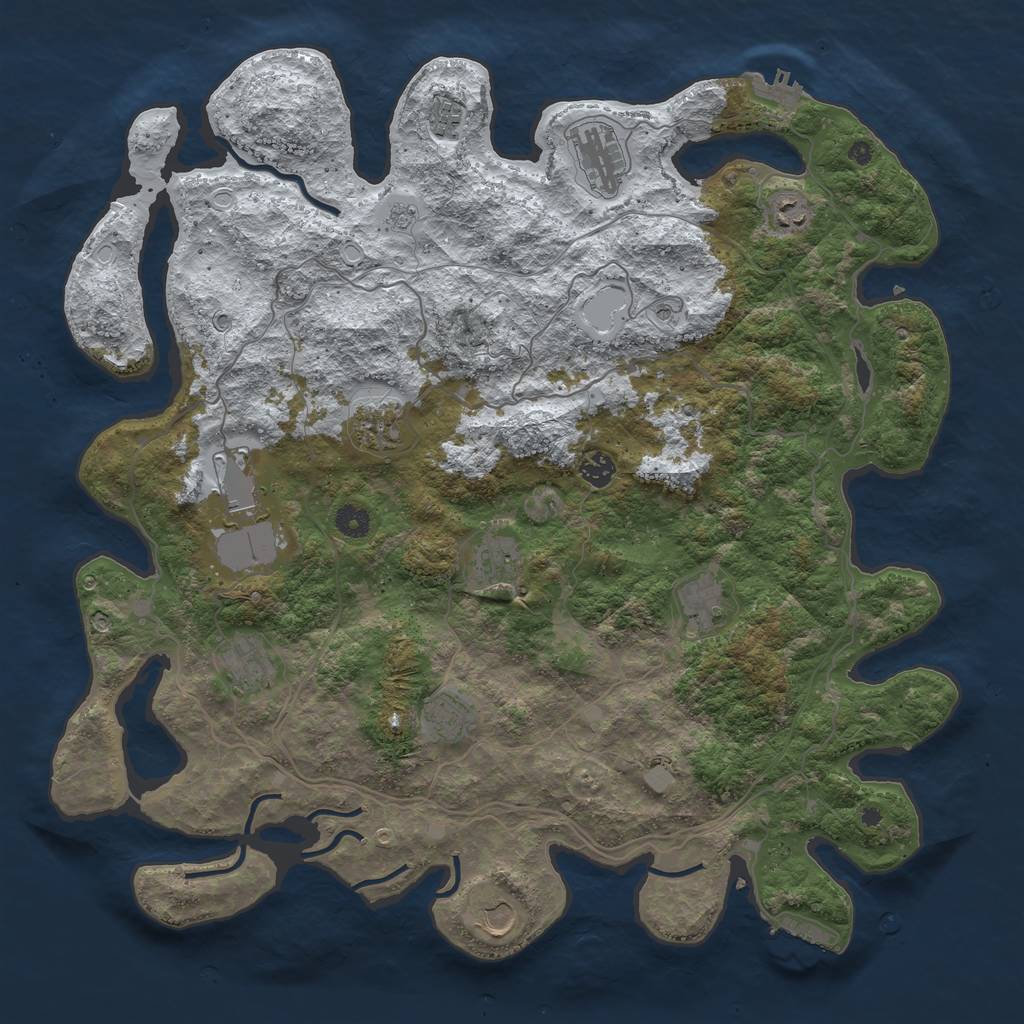 Rust Map: Procedural Map, Size: 4500, Seed: 5477514, 20 Monuments