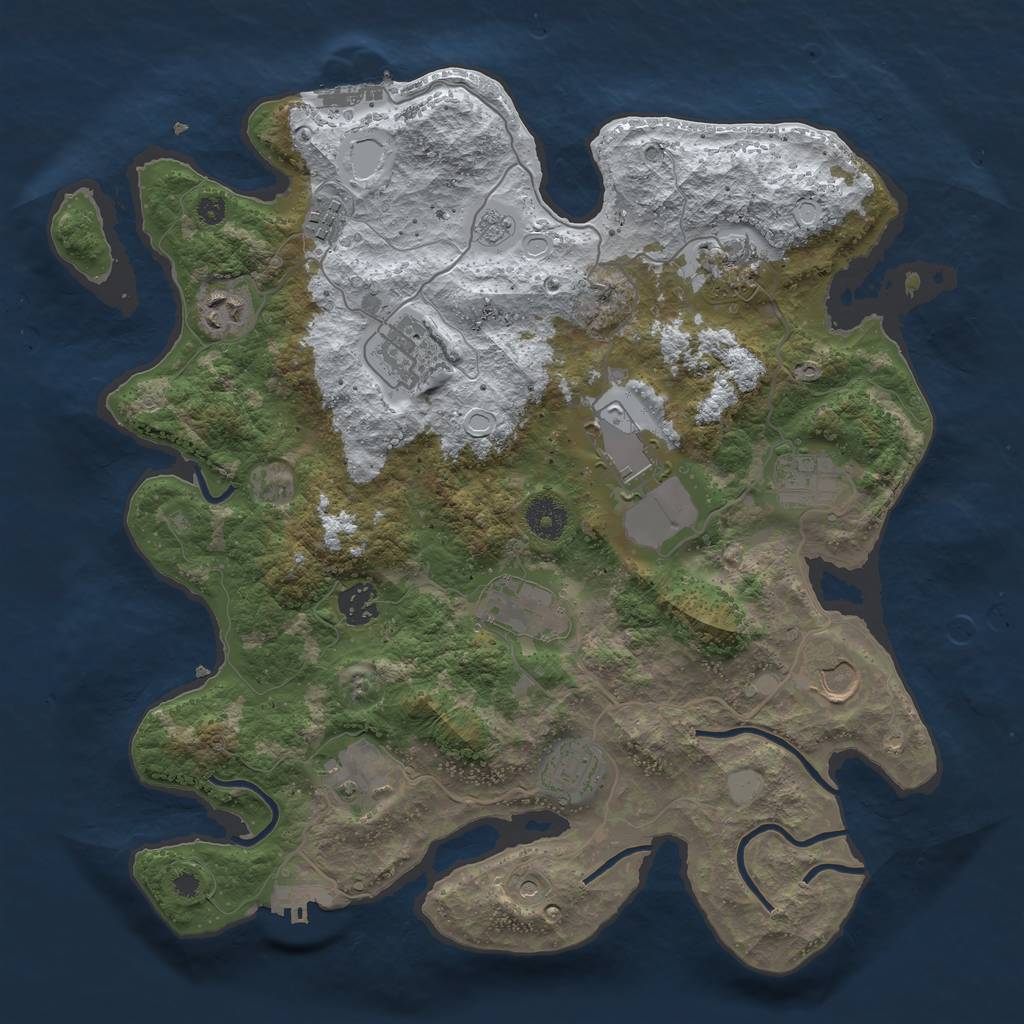 Rust Map: Procedural Map, Size: 3700, Seed: 892764917, 20 Monuments