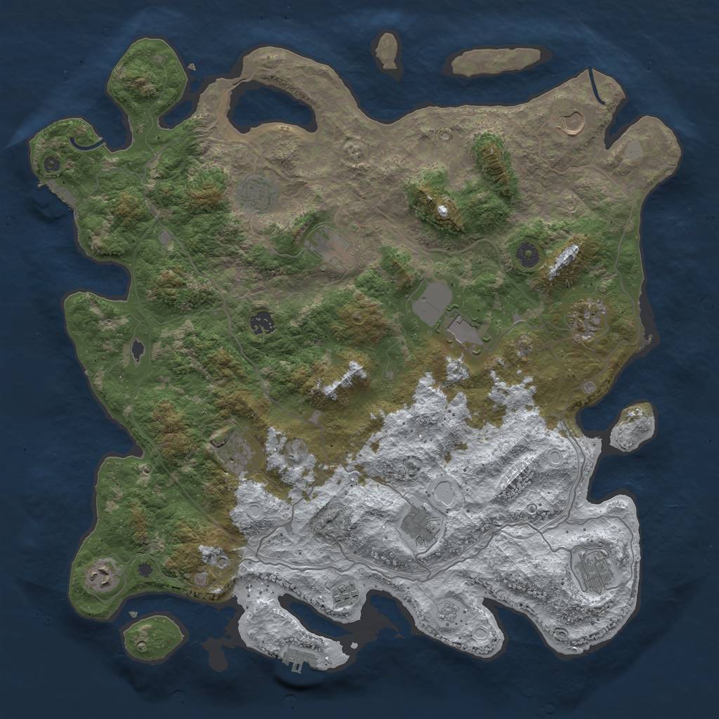 Rust Map: Procedural Map, Size: 4500, Seed: 649165, 20 Monuments