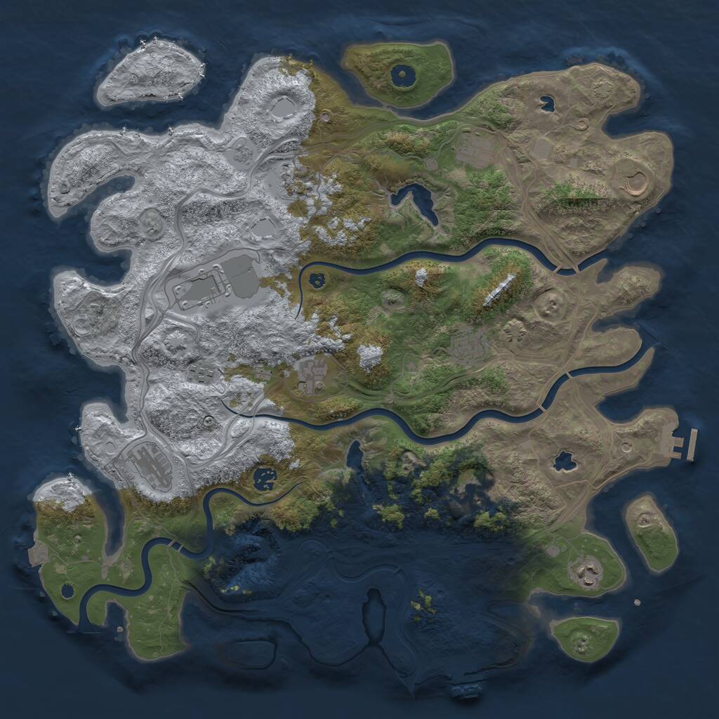 Rust Map: Procedural Map, Size: 4500, Seed: 4643414, 17 Monuments