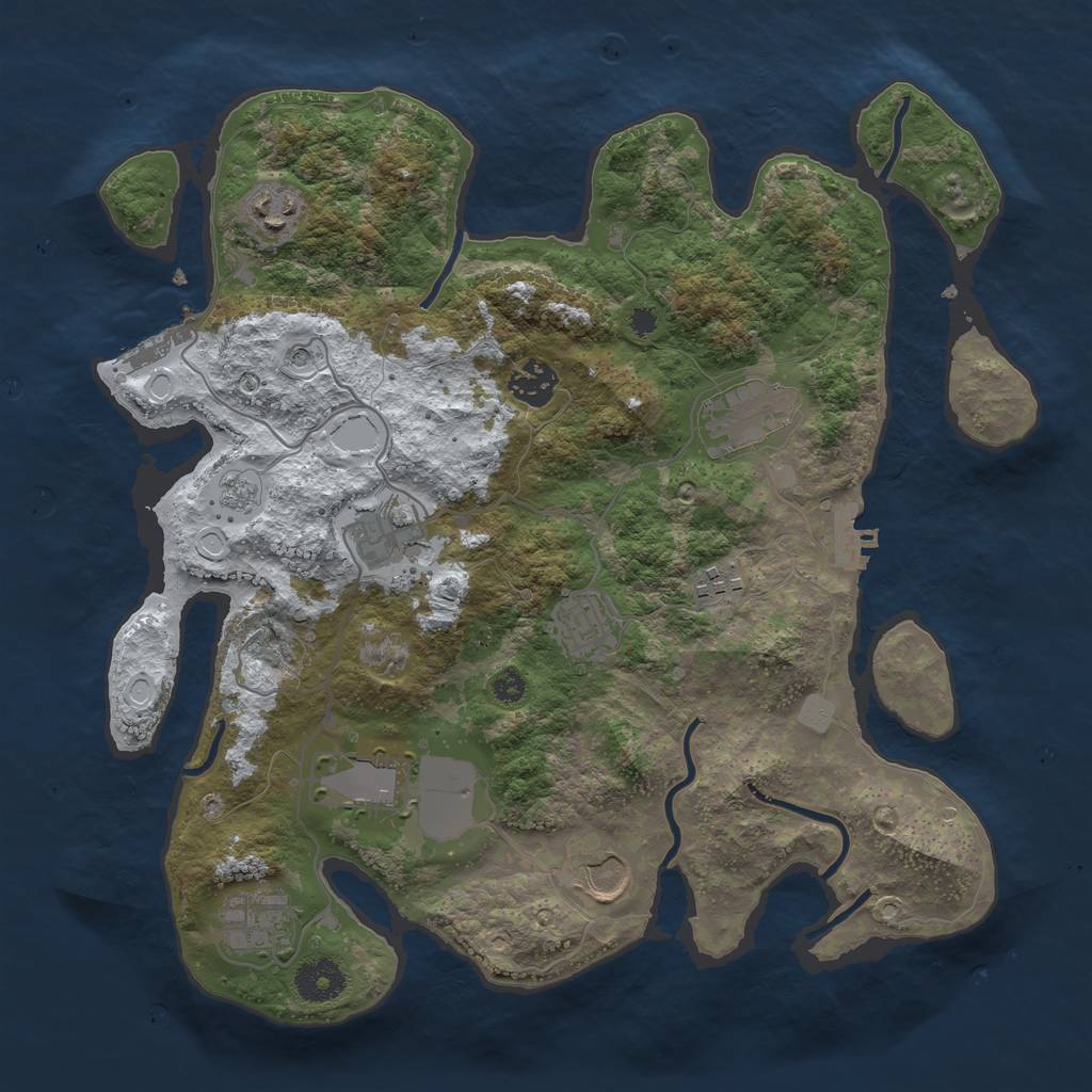 Rust Map: Procedural Map, Size: 3500, Seed: 1586280051, 18 Monuments