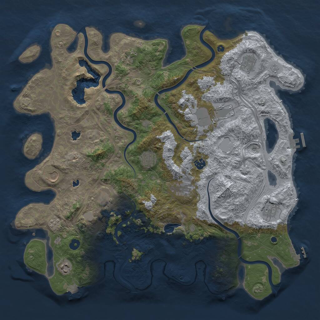 Rust Map: Procedural Map, Size: 4500, Seed: 2597974, 17 Monuments