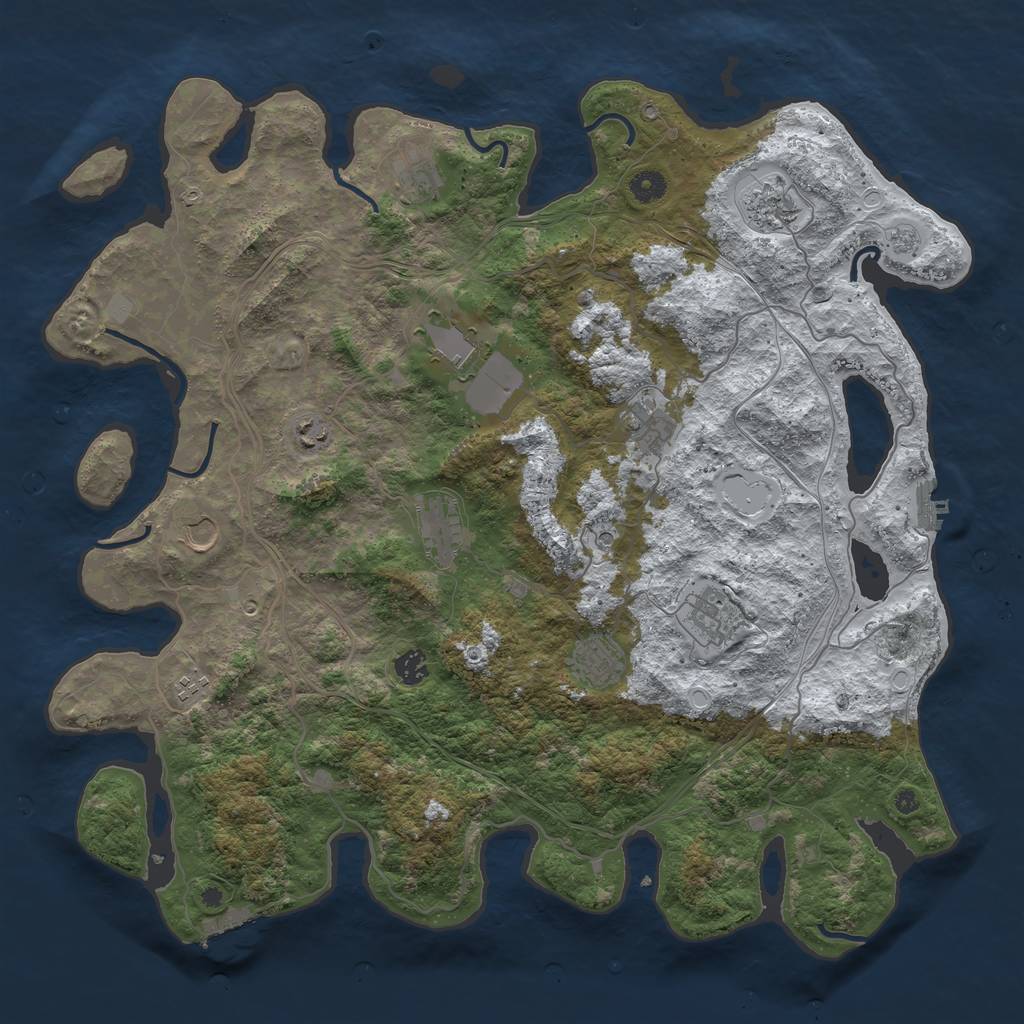 Rust Map: Procedural Map, Size: 4500, Seed: 2597974, 20 Monuments